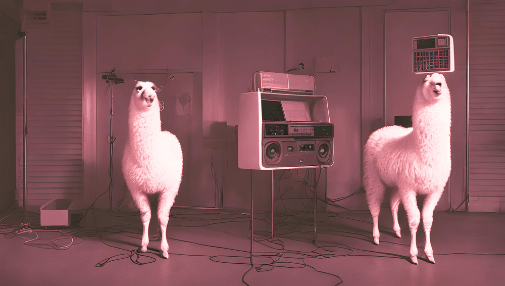 Lamas in einem Tonstudio