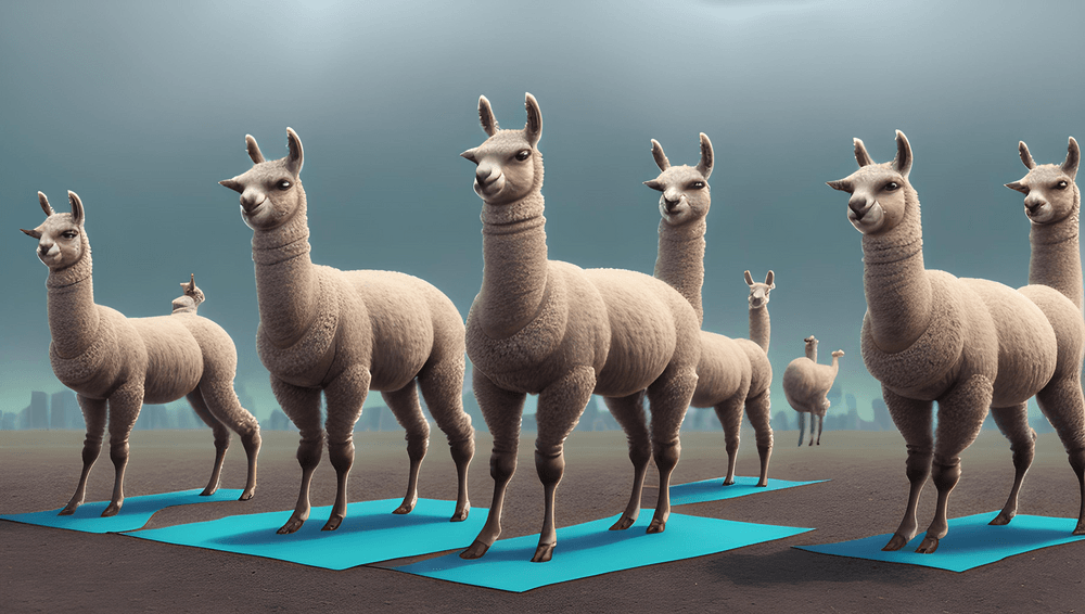 Lamas machen Yoga